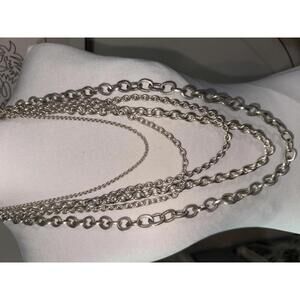 Talbots Multi-Layer Silver Chain Necklace